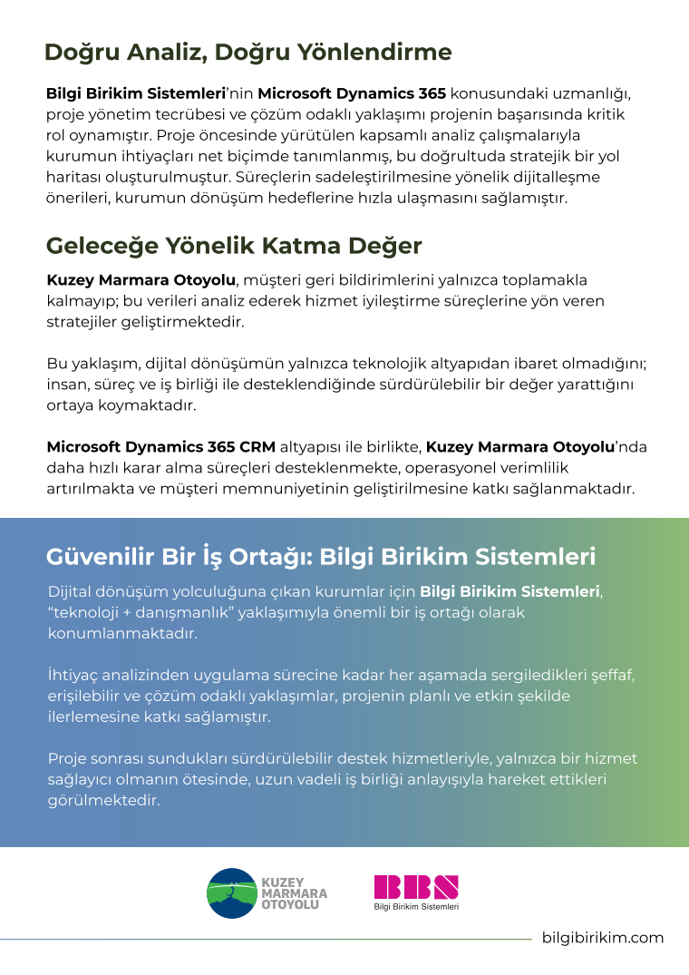 Kuzey Marmara Otoyolu'nda Dijital Dönüşüm