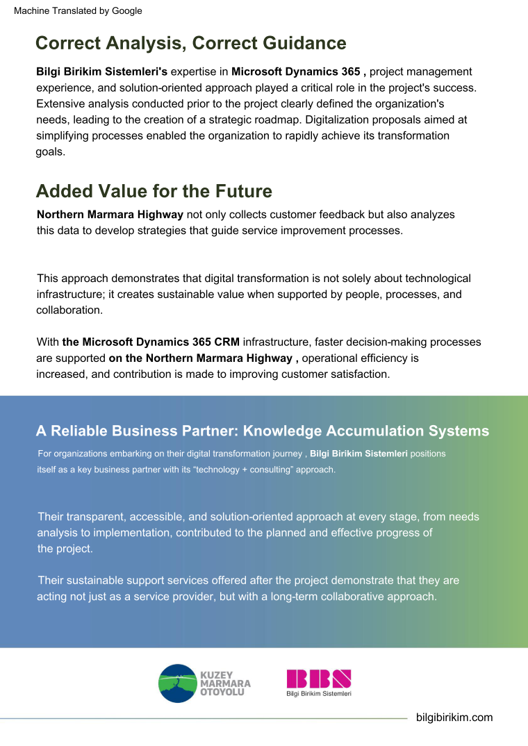Digital Transformation on the Northern Marmara Motorway