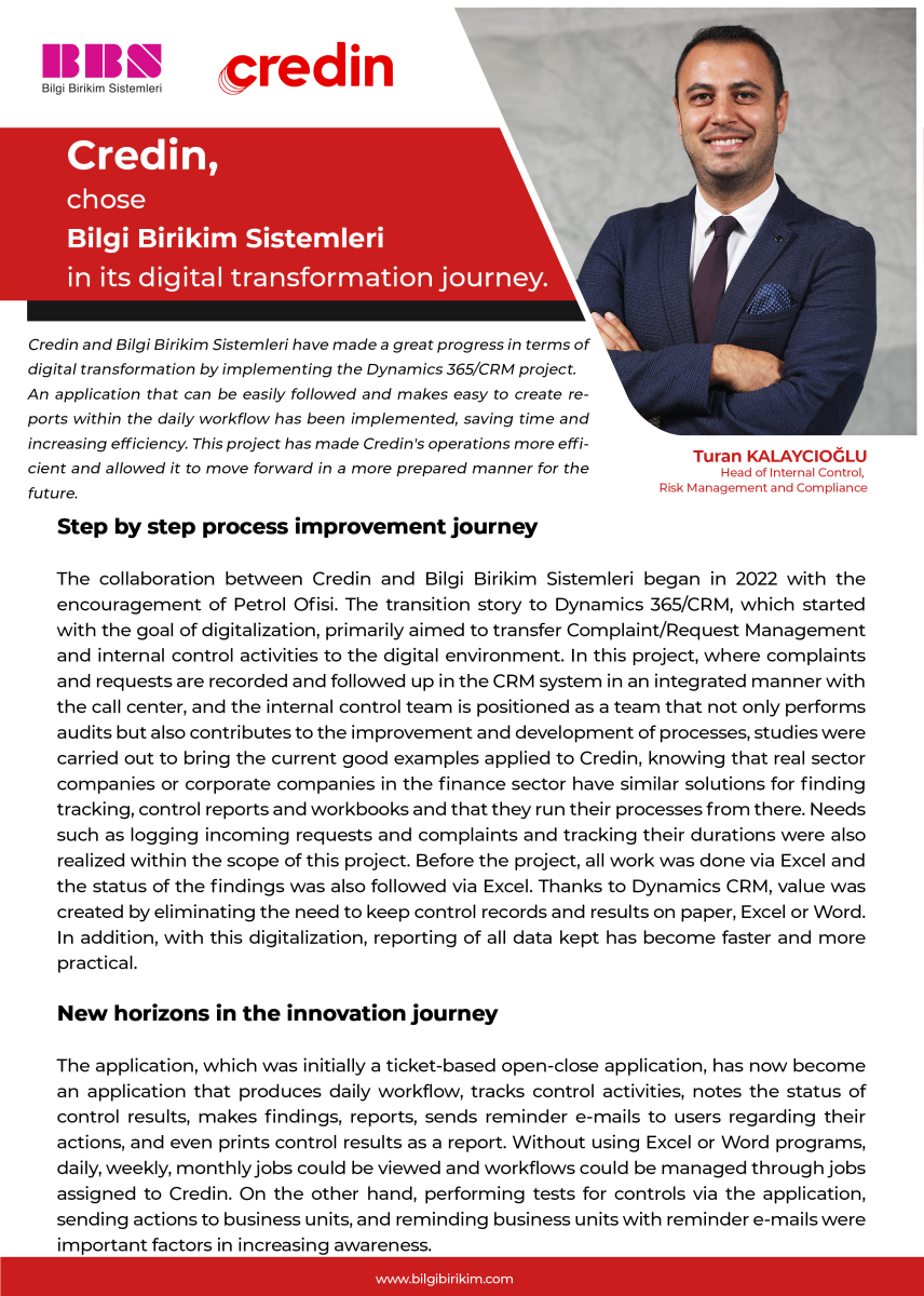 Dynamics 365 CRM with Credin Bilgi Birikim success story