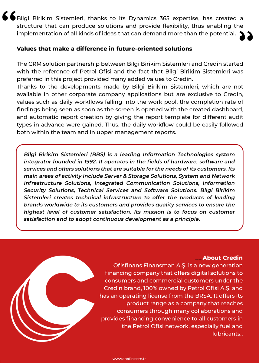Dynamics 365 CRM with Credin Bilgi Birikim success story